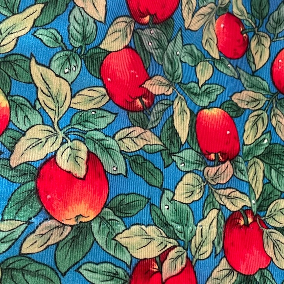 Vintage Corduroy Dress Apples Long Puff Sleeve Peter Pan Collar size 4 Holiday - Picture 6 of 13